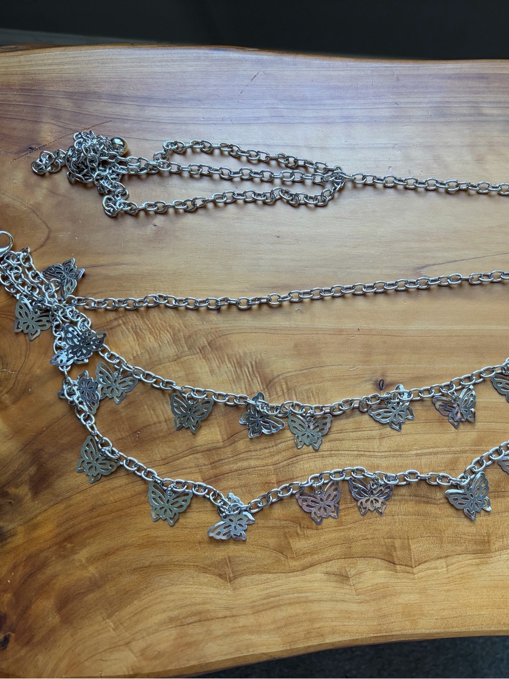 Silver Butterfly Charm Chain Belt - Women Accessories